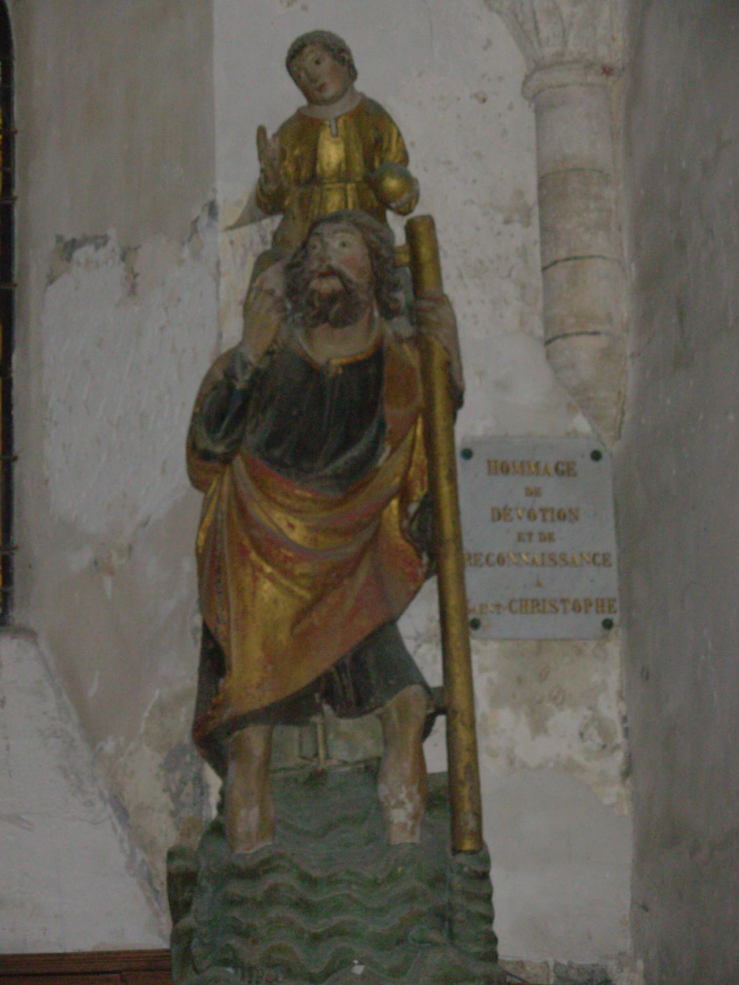 Saint Christophe ( pierre polychrome du XVème siècle )